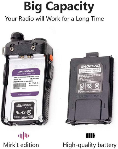 Combo Radios Uv-5r Mk5 8w 2020 1800 Mah Baofeng Mirkit
