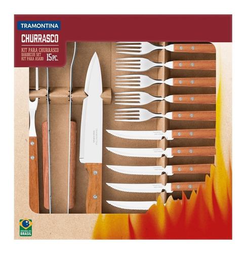 Kit Para Asado 15 Pzs En Caja Pampa Tramontina Cubiertos