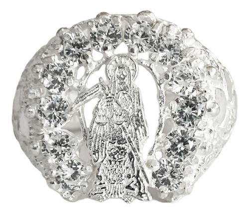 Anillo Santa Muerte Herradura Zirconias Plata Ley 925