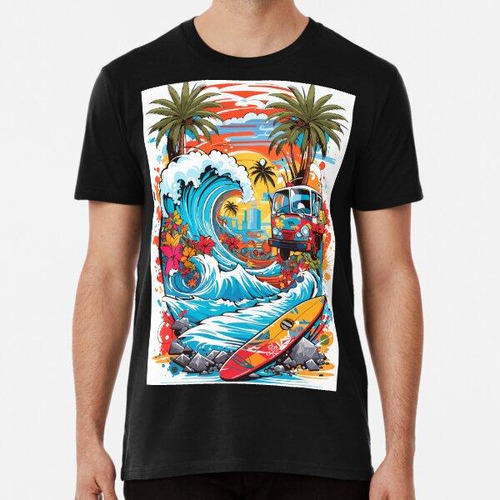 Remera Camiseta Surf Hawaii Graffiti - Arte Vectorial Vibran