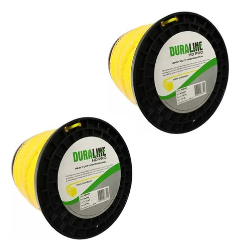 Bobina Fio Nylon Roçadeira Duraline 3mm Quadrado Com 2 Unids Cor Amarelo