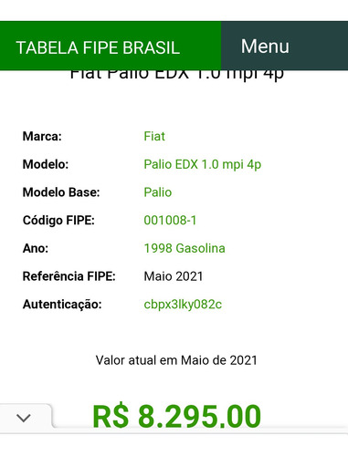 Fiat Palio 1998 1.0 Edx 5p
