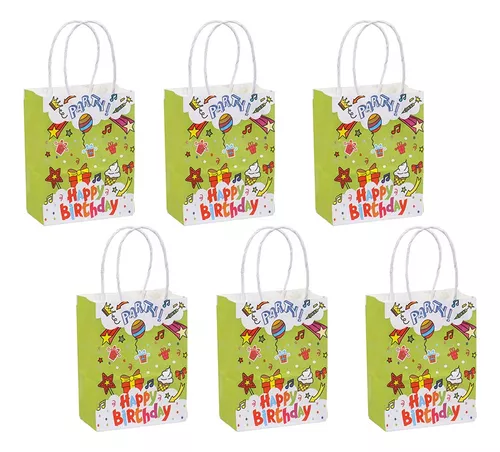 Pack de 12 bolsas de feliz cumpleaños, 21 x 15 x 8 cm bolsas de