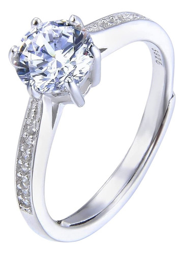 A Anillo De Boda De 925 Plata Esterlina Con Brillante