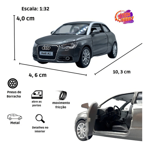 Coche miniatura Audi A1 2010 Open Doors Iron 1:32 Color gris