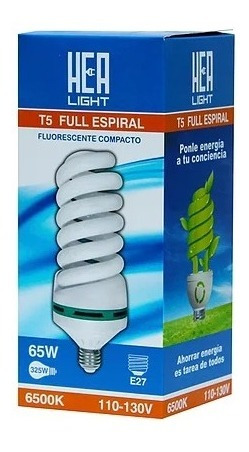 Bombillo Espiral Fluorescente Compacto 65w 6500k E27