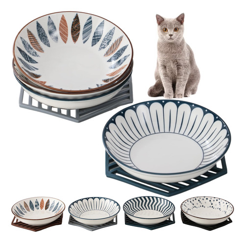 Ximthmoney Paquete De 4 Platos De Ceramica Para Gatos Con Al