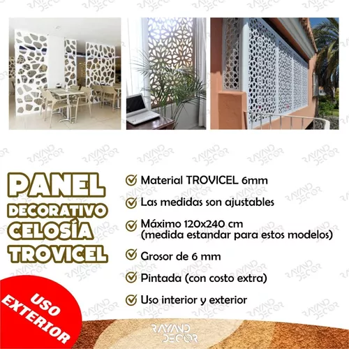 Hermoso Panel Decorativo Celosia Pvc 2.40m Por 1.20m