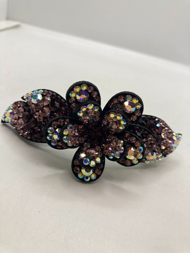 Broche Para Cabello Coreano Flor Diamantes Morado Moda