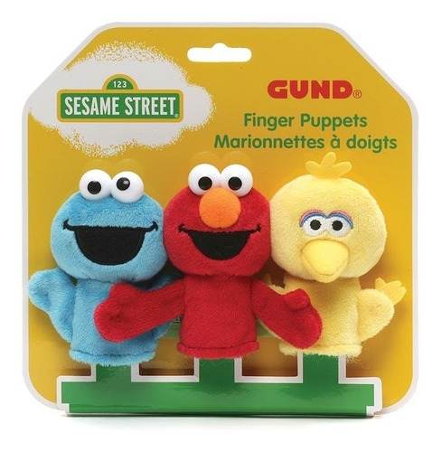 Set De 3 Marionetas De Dedo Plaza Sésamo Con Elmo,