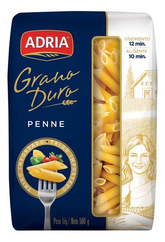 Macarrão de Sêmola Grano Duro Penne Adria Pacote 500g