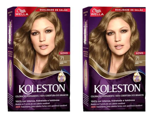 Kit Coloracion Koleston  Coloração Coloraçao koleston 71 louro cinza medio-kit c/2un tom tom sobre tom para cabelo