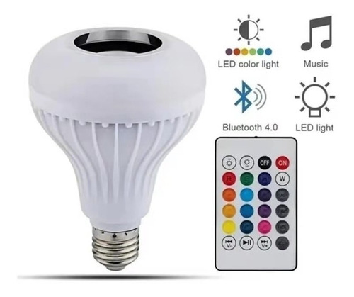 Foco Led Rgb Con Música Bluetooth Y Control Remoto