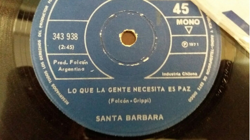 Vinilo Single De Santa Bárbara  El Barroquito (  O -1