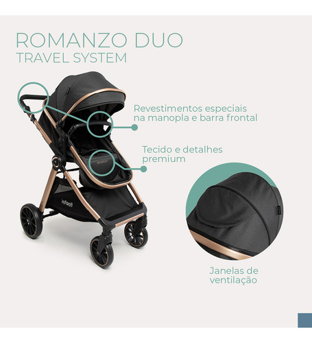 Carrinho Romanzo Com Bebê Conforto E Base Isofix Infanti