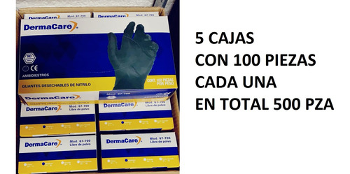 5 Caja C/100 C/u Guante Nitrilo Desechable Dermacare