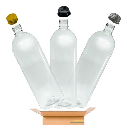 Envase Botella Pet 1 Litro Tapa Aluminio Mayoreo 50 Pzs