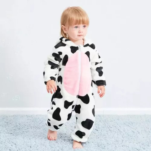 Pijama Mono Capucha Mameluco Bebé Patrón Vacas Cosplay Niña