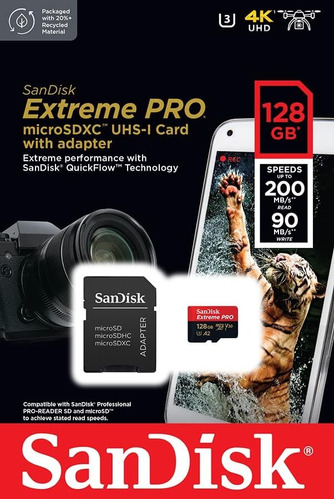Sandisk Extreme Pro Micro Sd 128gb 200mbps V30 4k