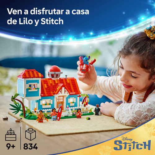LEGO® | Disney Casa en la Playa de Lilo y Stitch 43268; incluye 5 personajes de la película: David, Lilo, el Señor Bubbles, Nani y Stitch