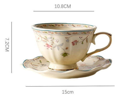 Juego De Taza Y Platillo De Café Con Motivos Florales