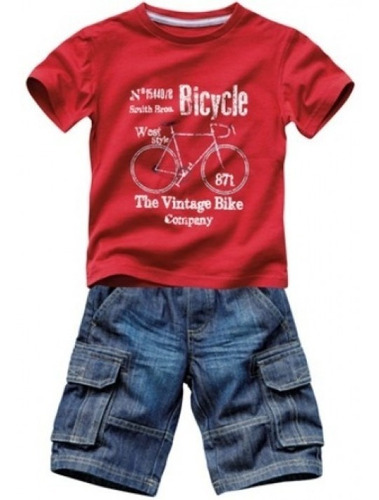 Conjunto Infantil 2 Peças Camiseta + Bermuda Jeans  Bicycle