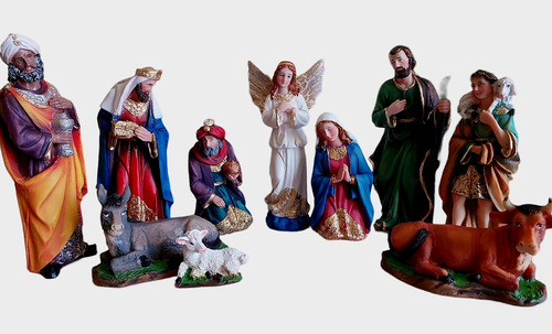 Nacimiento Navideño 10 Piezas Figuras De Resina 20 Cm