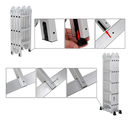 Escalera Plegable De 15.5 Pies Extensión De Aluminio Multius
