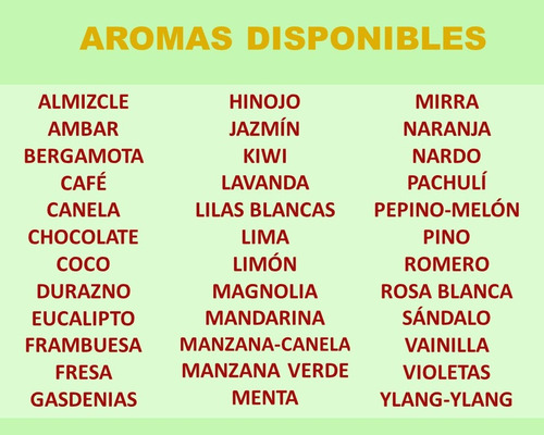 Fragancia Menta Aromaterapia 40ml Ó Durazno Ó Fresa Ó Coco