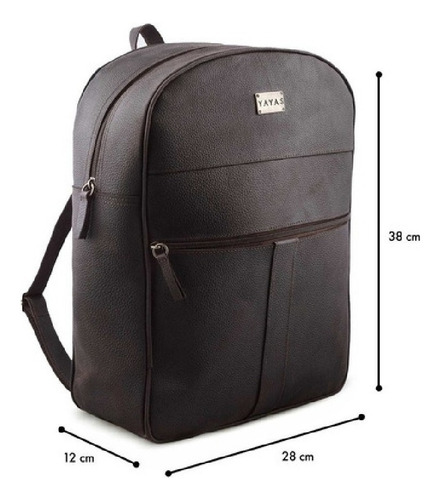 Mochila Bolsa Mujer Laptop Impermeable Backpack Piel Yayas Color Café Oscuro