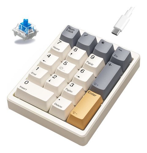 Kisnt Teclado Numerico Numpad Mecanico Con Cable Usb Estanda