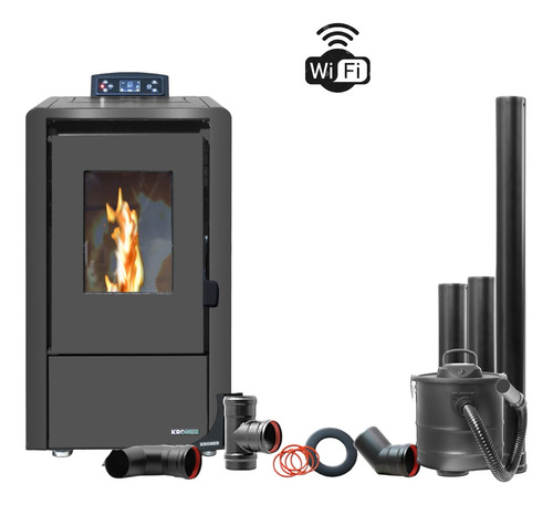 Estufa Pellet Kroner 6 Kw + Wifi + Kit Pared + Asp Regalo