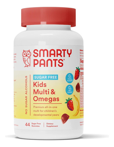 Smarty Pants Sugar Free Kids Multi & Omegas 44 Gomitas Sabor Fresa y Plátano