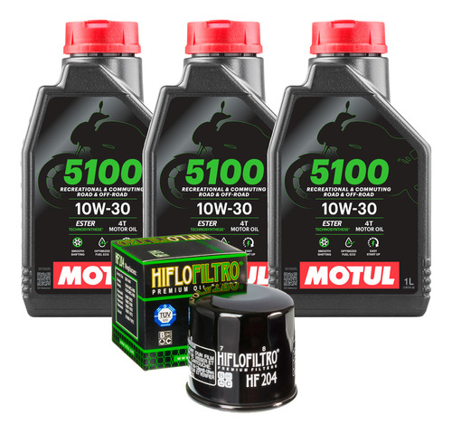 3 Lts Óleo Motul 5100 10w30 Semi-sintético + Hf204 Cb1000r