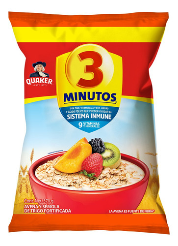 5 Pzs Quaker Avena En Hojuela Natural 3 Minutos 370gr