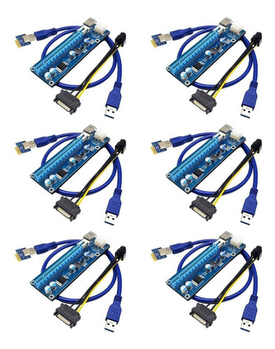 6x Computadora Portátil Pci-e 1x A 16x Usb Tarjeta De