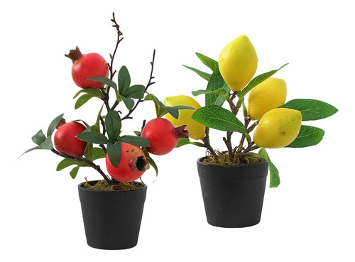 2 Piezas De Plantas Artificiales Bonsái Árboles Frutales