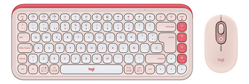 Kit De Teclado Y Mouse Pop Icon + Mousepad Logitech Rosado