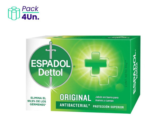 Pack X 4 Dettol Original Antibacterial Tocador X 80g