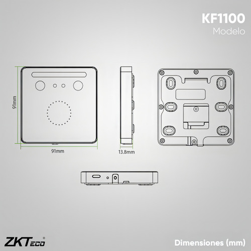 Zkteco Lector De Autenticación Facial Sin Contacto Modelo Kf1100 / 1500 Rostros Y 100,000 Registros / Comunicación Tcp/ip , Wiegand Y Rs485 / Requiere Panel De Control De Acceso Zk O Dm10