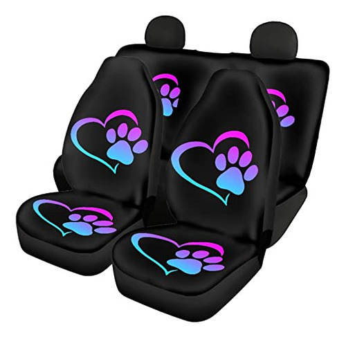 Upetstory Dog Paw Print Car Seat Covers Full Set Front And R