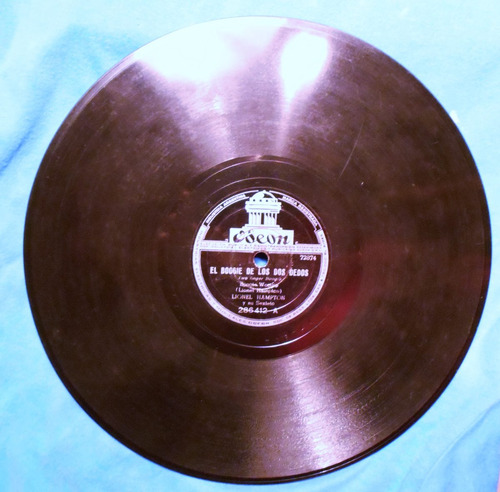 Disco De Pasta 78 Rpm Lionel Hampton Jazz Odeon Argentina