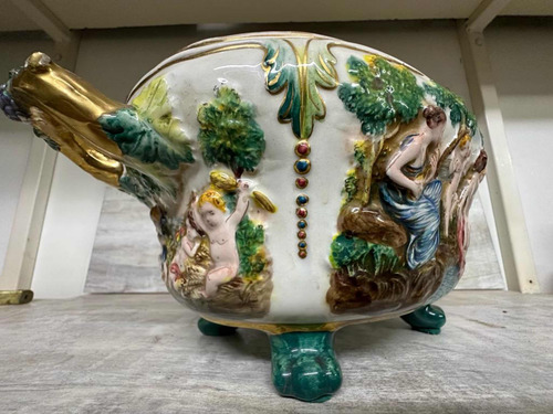 Centro De Mesa Capo Di Monti Porcelana Vidriada 1930 (Usado)