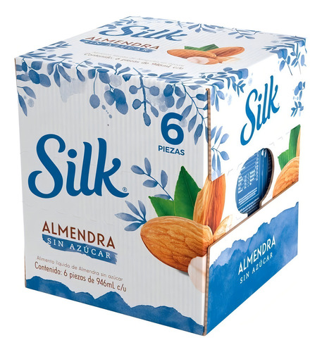 Leche De Almendra Silk Sin Azucar Original 6 Pzs De 946 Ml