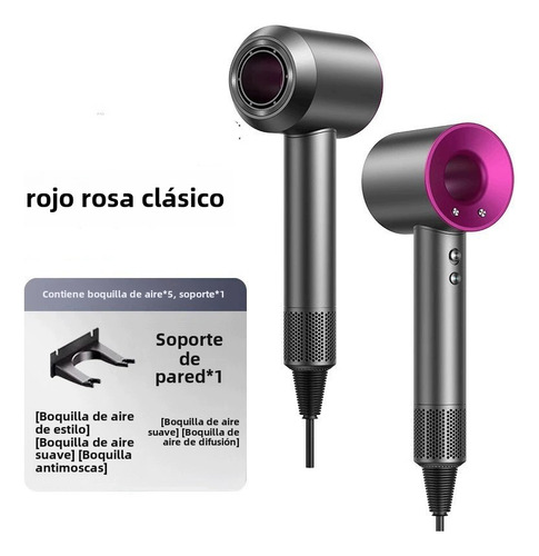 Secador De Pelo Rose Con 5 Boquillas, Anión, Temperatura Con