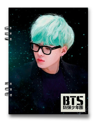 Imagen 3 de 6 de Bts Cuaderno Suga 15x20 Cms Mediacarta 100 Hojas Cuadros