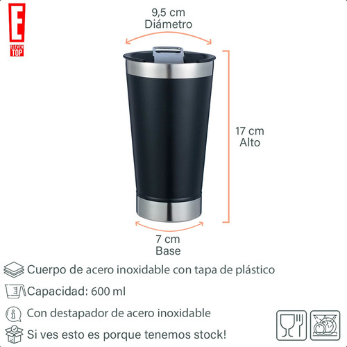 Vaso Térmico De Acero Inoxidable Cervecero Violeta Liso