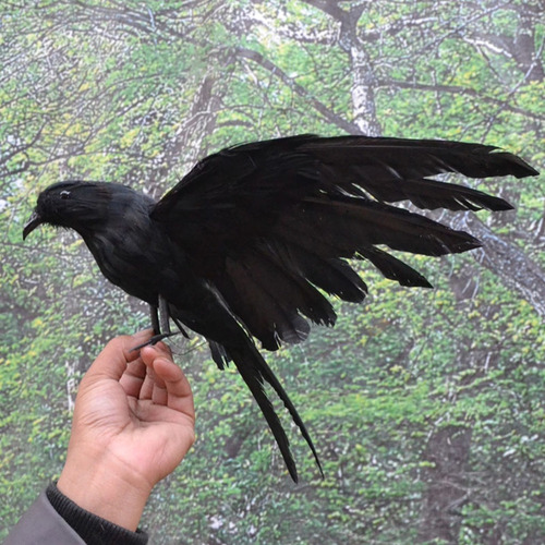 Cuervo Emplumado Realista Aves Decorativas Cuervo Estatua