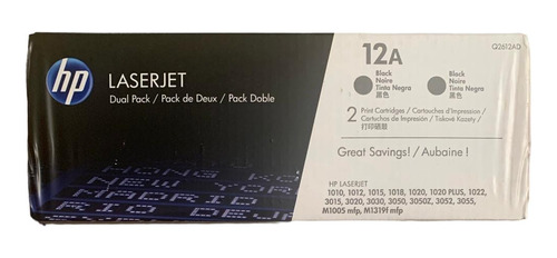 Toner Hp Dual Pack 2pz 12a Negro Laserjet Original (q2612ad)