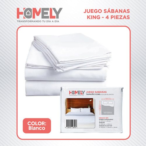 Juego de sabanas King Homely 100 GSM Suave 4 Piezas Microfibra Suave